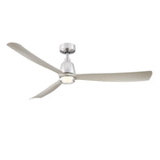 Fanimation Kute 60in 1-Light Smart Ceiling Fan | Modern Brushed Nickel and Clear Glass | Covered Patio & Bedroom | Model FPD8560BN-DWLK