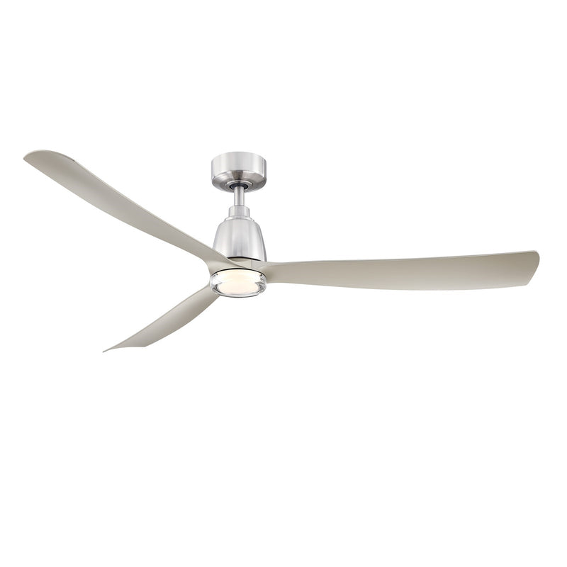 Fanimation Kute 60in 1-Light Smart Ceiling Fan | Modern Brushed Nickel and Clear Glass | Covered Patio & Bedroom | Model FPD8560BN-DWLK