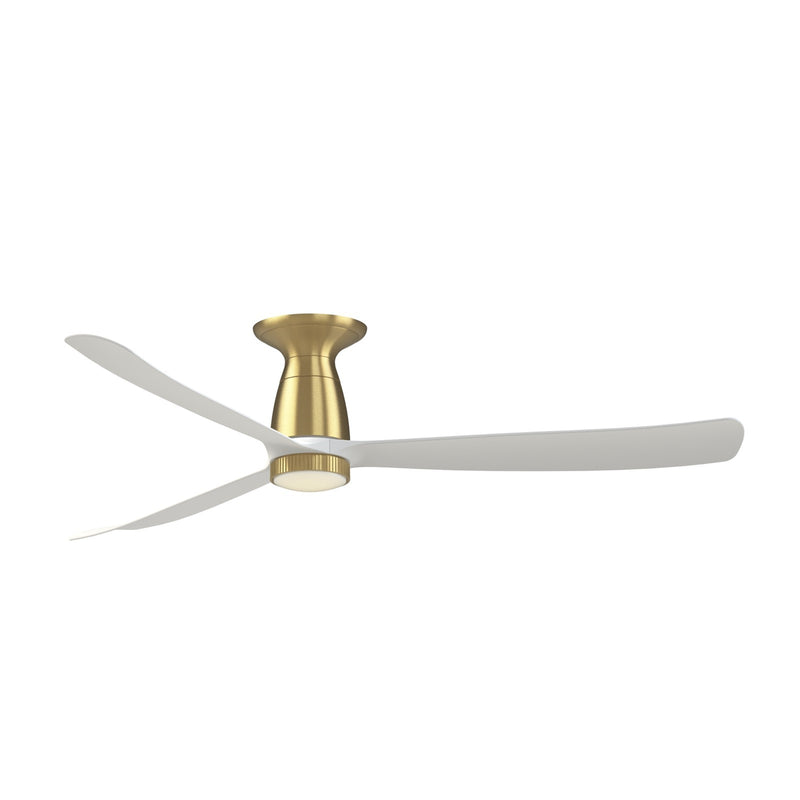 Fanimation Kute 60in Smart Ceiling Fan with Knurled LED CCT Select | Brushed Satin Brass and Matte White Composite | Bedroom | Model FPD8560BS-KLK