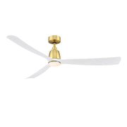 Fanimation Kute 60in Smart Ceiling Fan with LED CCT Select | Brushed Satin Brass and Matte White Composite | Bedroom, Living | Model FPD8560BS-LK
