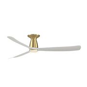 Fanimation Kute 60in Flush Smart Ceiling Fan | Brushed Satin Brass and Matte White Composite Blades | Indoor & Covered Outdoor | Model FPD8560BS-LK-F