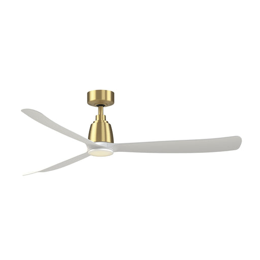 Fanimation Kute 60in Smart Ceiling Fan | Brushed Satin Brass and Matte White Composite Blades | Indoor & Covered Outdoor | Model FPD8560BS-LKMW