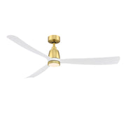 Fanimation Kute 60in Smart Ceiling Fan | Brushed Satin Brass and Matte White Composite Blades | Indoor & Covered Outdoor | Model FPD8560BS-MWKLK