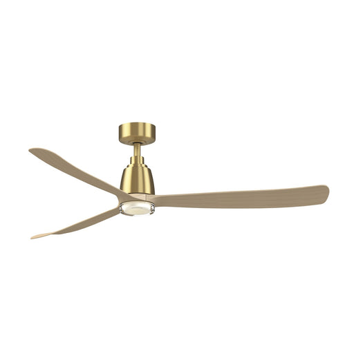 Fanimation Kute 60in Smart Ceiling Fan | Brushed Satin Brass and Natural Composite Blades | Indoor & Covered Outdoor | Model FPD8560BSN-DWLK