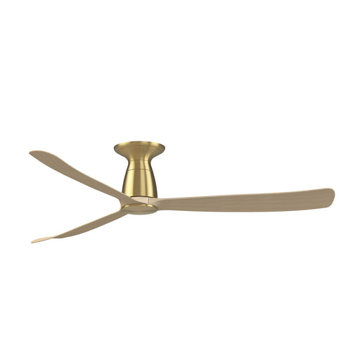 Fanimation Kute 60in Flush Smart Ceiling Fan | Brushed Satin Brass and Natural Composite Blades | Covered Patio & Bedroom | Model FPD8560BSN-F