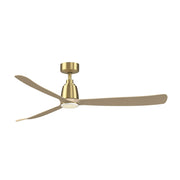 Fanimation Kute 60in Smart Ceiling Fan | Brushed Satin Brass and Natural Composite Blades | Covered Patio & Living Room | Model FPD8560BSN-LK