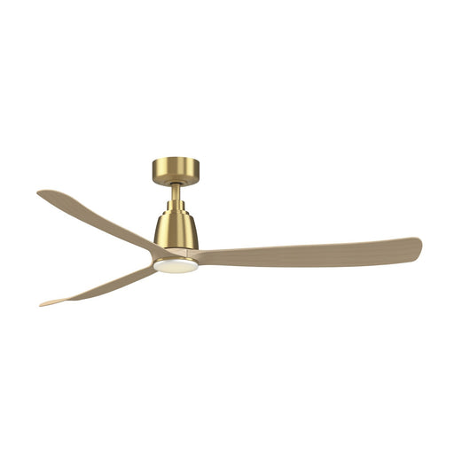 Fanimation Kute 60in Smart Ceiling Fan | Brushed Satin Brass and Natural Composite Blades | Covered Patio & Living Room | Model FPD8560BSN-LK