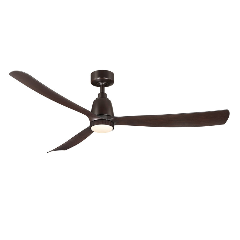 Fanimation Kute 60in Smart Ceiling Fan with Knurled LED Light Kit | Dark Bronze and Dark Walnut Composite Blades | Bedroom | Model FPD8560DZ-KLK
