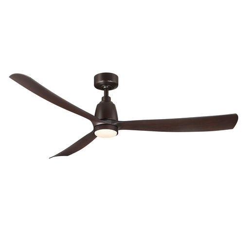 Fanimation Kute 60in Smart Ceiling Fan with Knurled LED Light Kit | Dark Bronze and Dark Walnut Composite Blades | Bedroom | Model FPD8560DZ-KLK