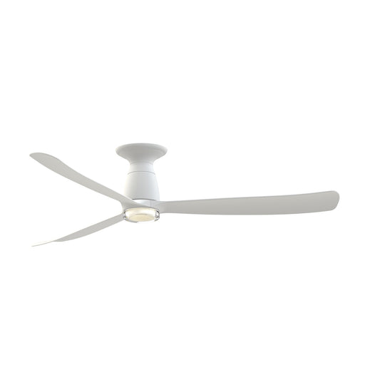 Fanimation Kute 60in 1-Light Flush Mount Smart Ceiling Fan | Modern Matte White and Clear Glass | Covered Patio & Bedroom | Model FPD8560MW-DWLK-F