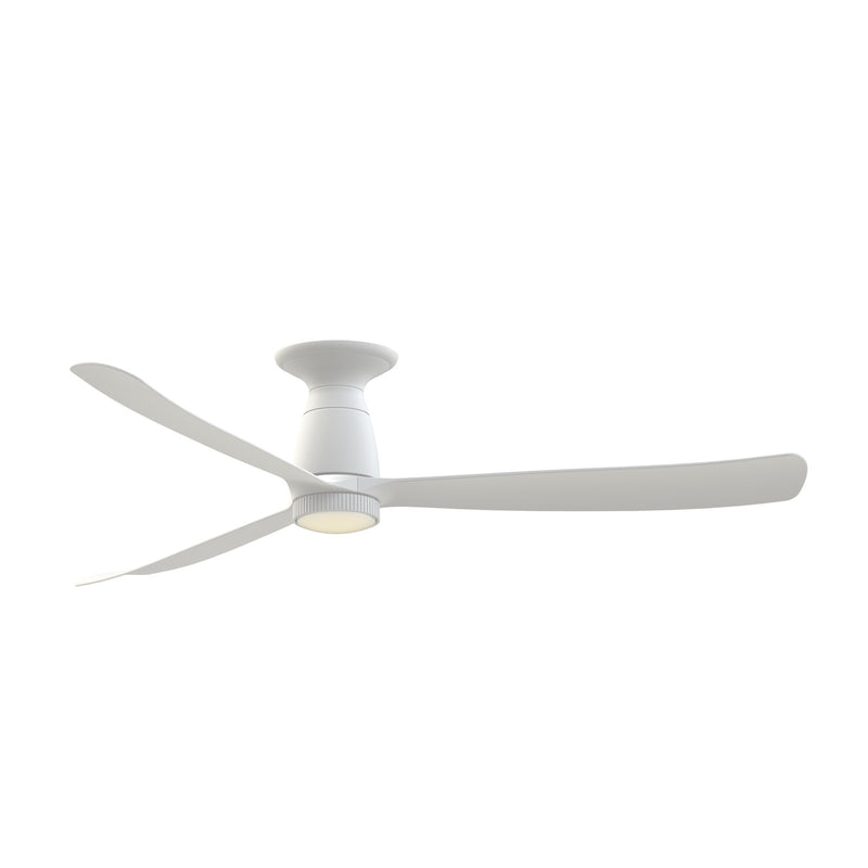 Fanimation Kute 60in 1-Light Flush Mount Smart Ceiling Fan | Modern Matte White and Opal Frosted | Covered Patio & Bedroom | Model FPD8560MW-KLK-F