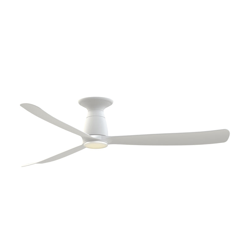 Fanimation Kute 60in Flush Mount 1-Light Ceiling Fan | Modern Matte White and Opal Frosted Glass | Covered Patio & Bedroom | Model FPD8560MW-LK-F