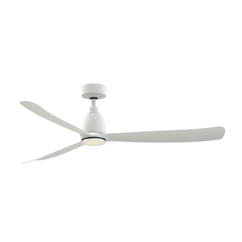 Fanimation Kute 60in 1-Light Ceiling Fan | Modern Matte White and Black Opal Frosted Glass | Covered Patio & Bedroom | Model FPD8560MW-LKBL