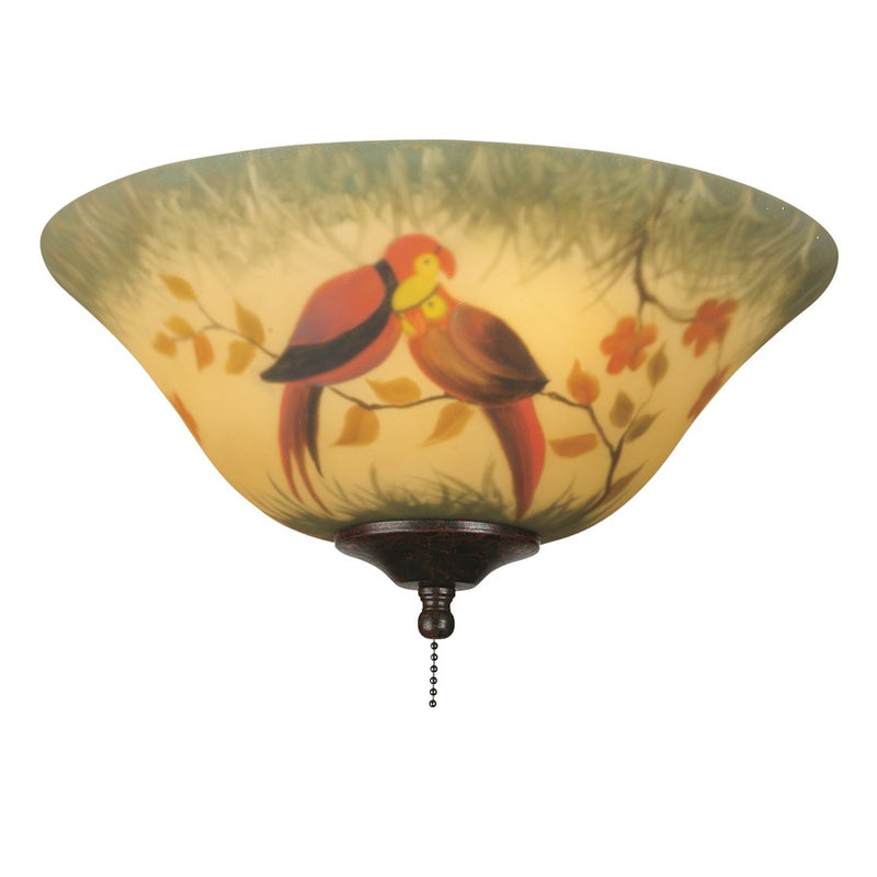Fanimation 13in Hand-Painted Parrot Glass Fan Bowl Cap | Decorative Ceiling Fan Accessory | 15 x 15 x 6 in | Model G439