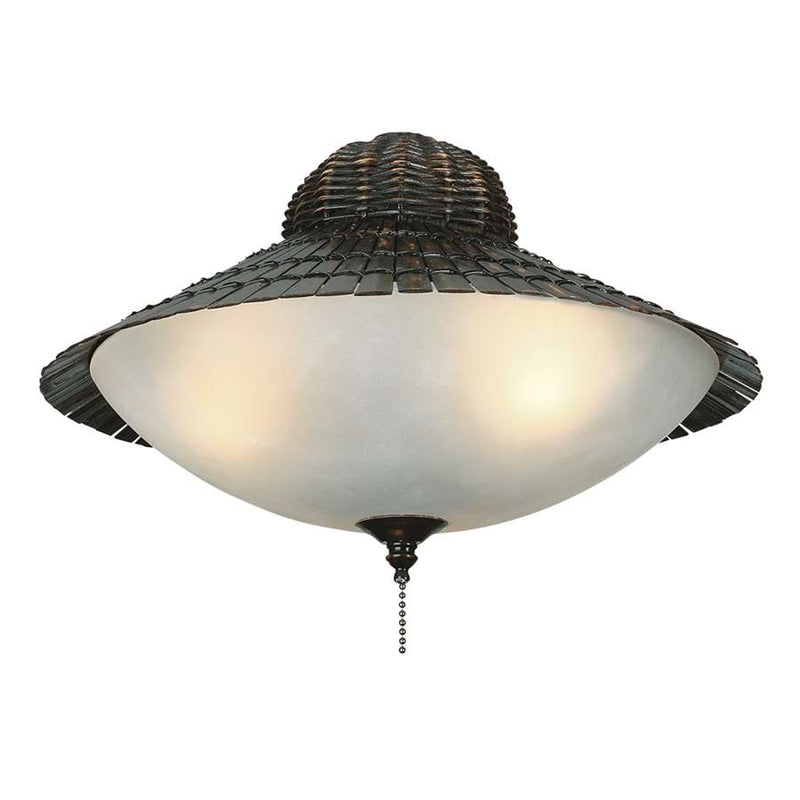 Fanimation 8in 3-Light Ceiling Fan Light Kit | Antique Bamboo and Frosted Glass | Bedroom & Dining Room Fan Light | 8 x 13 x 8 in | Model LK122A