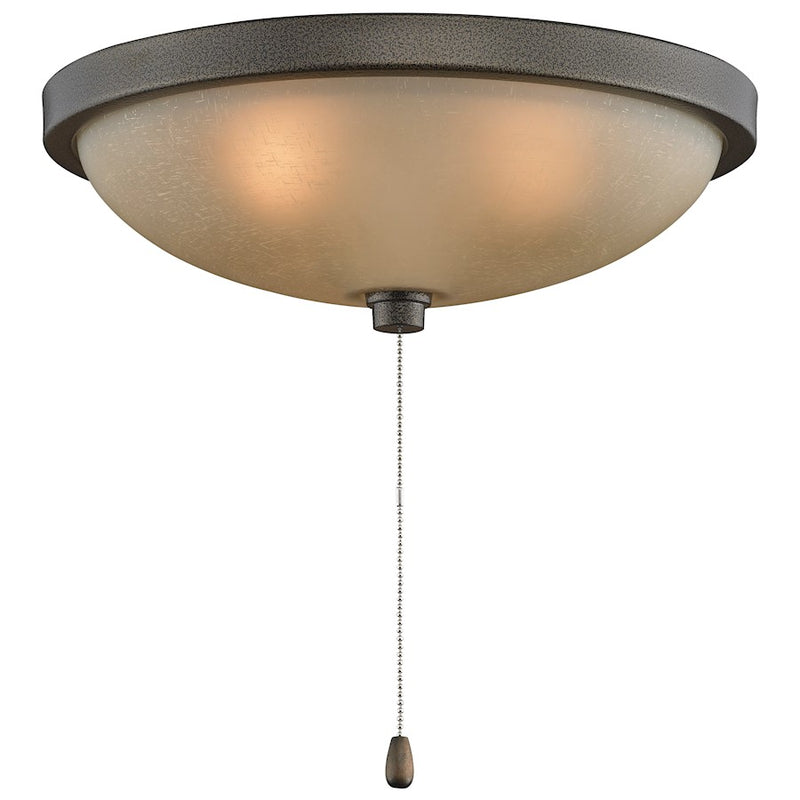 Fanimation 11in 3-Light Ceiling Fan Light Kit | Aged Bronze and Amber Glass | Kitchen & Living Room Fan Light | 11.65 x 11.65 x 6 in | Model LK124AAZ