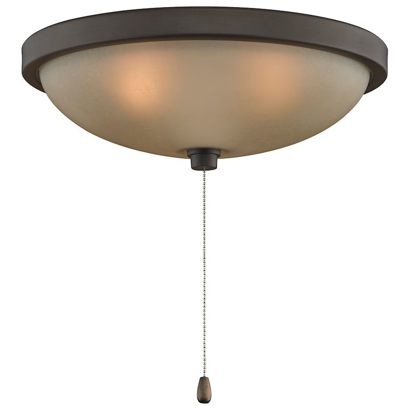 Fanimation 11in 3-Light Ceiling Fan Light Kit | Oil Rubbed Bronze and Amber Frosted Glass | Bedroom & Living Room | Model LK124AOB