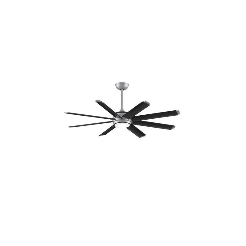 Fanimation Stellar Custom 56in 8-Blade Ceiling Fan | Silver Aluminum and Opal Frosted Glass | Covered Patio & Veranda | Model MAD7997SLW