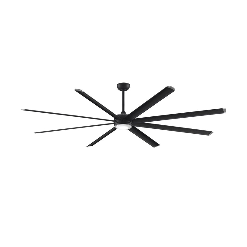 Fanimation Stellar 96in 8-Blade Ceiling Fan | Black Aluminum and Opal Frosted Glass | Covered Patio & Veranda | 96 x 96 x 20 in | Model MAD7998BLW