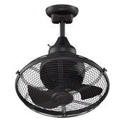 Fanimation Extraordinaire 18in Ceiling Fan | Black Finish with Black Cage | Modern Retro Design for Living Rooms & Bedrooms | Damp | Model OF110BL