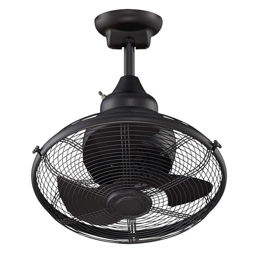 Fanimation Extraordinaire 18in Ceiling Fan | Black Finish with Black Cage | Modern Retro Design for Living Rooms & Bedrooms | Damp | Model OF110BL