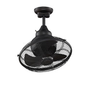 Fanimation Extraordinaire 18in Ceiling Fan | Black Finish with Black Cage | Modern Retro Design for Living Rooms & Bedrooms | Damp | Model OF110BL