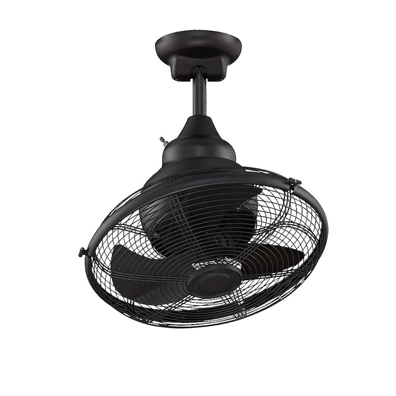 Fanimation Extraordinaire 18in Ceiling Fan | Black Finish with Black Cage | Modern Retro Design for Living Rooms & Bedrooms | Damp | Model OF110BL
