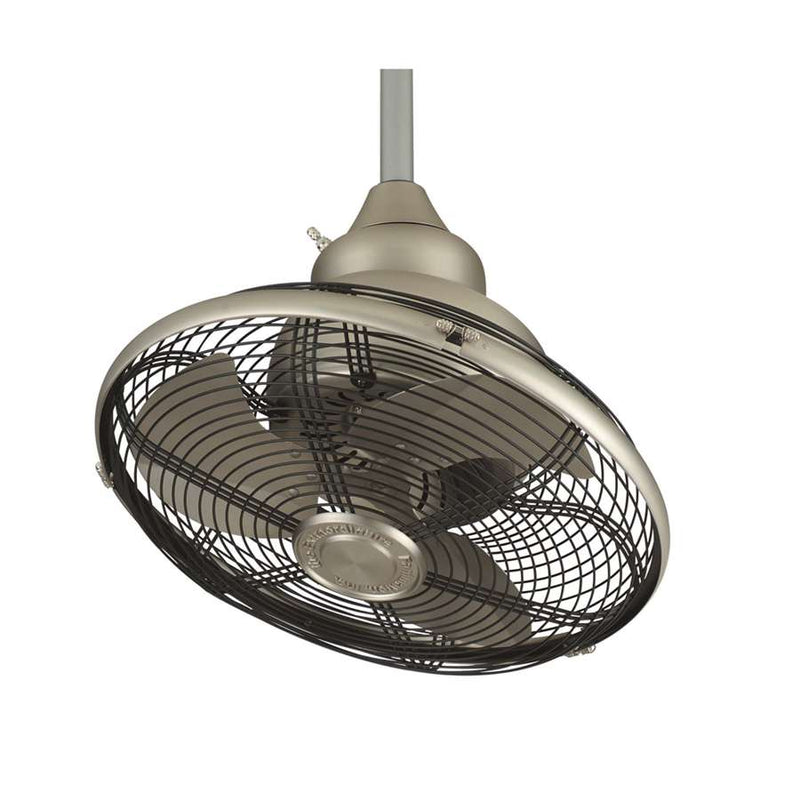 Fanimation Extraordinaire 18in Ceiling Fan | Satin Nickel Finish with Black Cage | Modern Retro Design for Living Rooms & Bedrooms | Model OF110SN