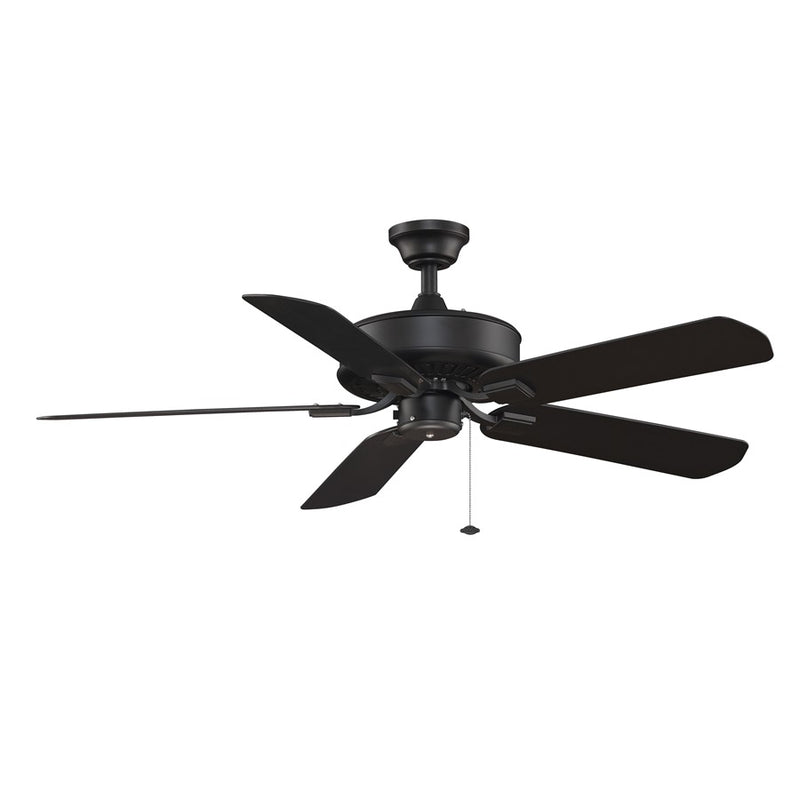 Fanimation Edgewood Wet Location 50in 5-Blade Ceiling Fan | Black Finish and Black Blades | Covered Patio & Sunroom | Model TF910BL