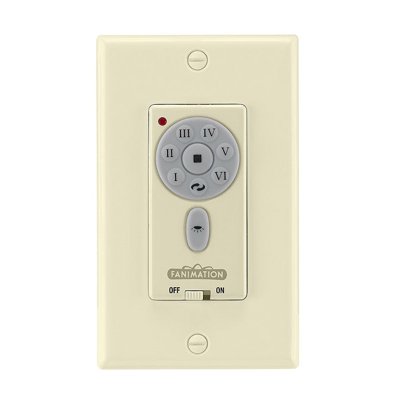 Fanimation TW40LA Wall Transmitter for DC Motor Ceiling Fans | Light Almond Finish | Control Speed, Reverse & Dim | 4.72in H | Model TW40LA