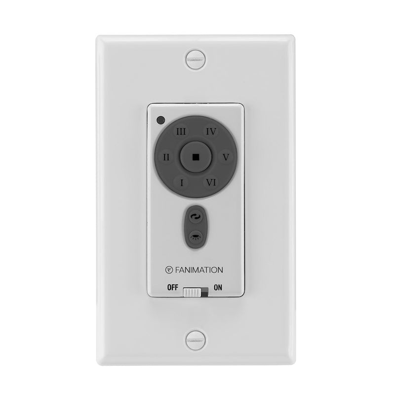 Fanimation TW40WH Wall Transmitter for DC Motor Ceiling Fans | White Finish | Control Speed, Reverse & Dim | 4.72in H | Model TW40WH