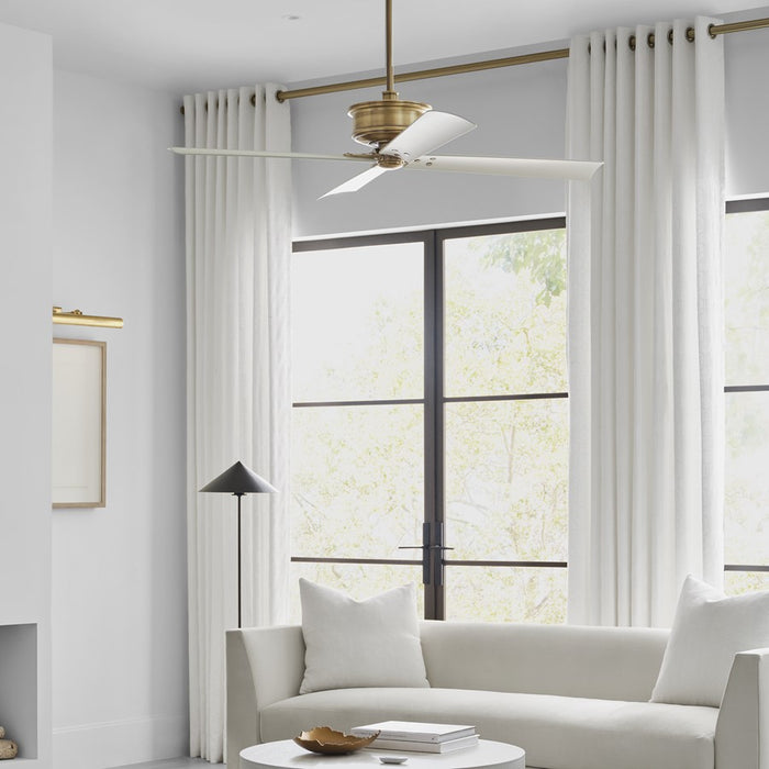 Visual Comfort Fan Subway 56" Ceiling Fan, Brass/White