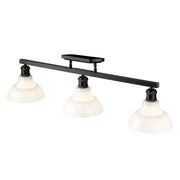 Golden Lighting Carver 35in 3-Light Semi-Flush Mount | Industrial Matte Black and Vintage Milk Glass | Entryway & Foyer | Model 0305-3SF BLK-VMG