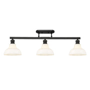 Golden Lighting Carver 35in 3-Light Semi-Flush Mount | Industrial Matte Black and Vintage Milk Glass | Entryway & Foyer | Model 0305-3SF BLK-VMG