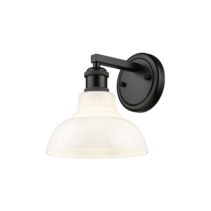 Golden Carver 1-Lt Wall Sconce, Matte Black/Vintage Milk Glass