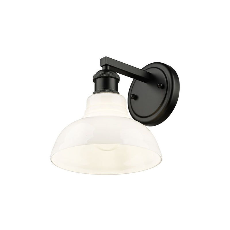 Golden Carver 1-Lt Wall Sconce, Matte Black/Vintage Milk Glass