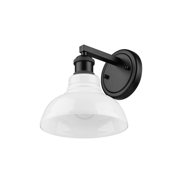 Golden Carver 1-Lt Wall Sconce, Matte Black/Vintage Milk Glass