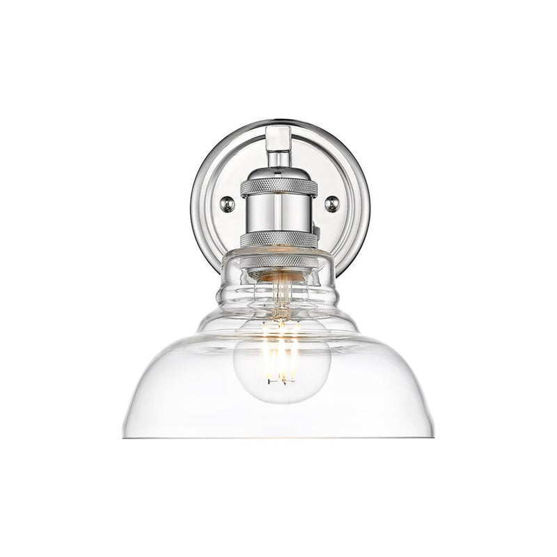 Golden Lighting Carver 1-Light Wall Sconce, Chrome/Clear Glass