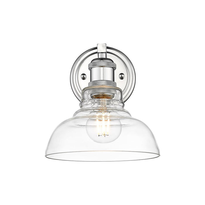 Golden Lighting Carver 1-Light Wall Sconce, Chrome/Clear Glass