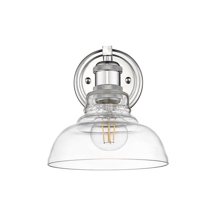 Golden Lighting Carver 1-Light Wall Sconce, Chrome/Clear Glass