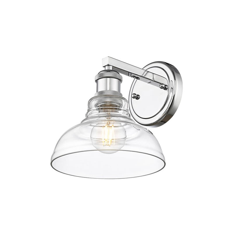 Golden Lighting Carver 1-Light Wall Sconce, Chrome/Clear Glass