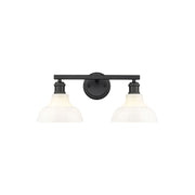 Golden Carver 2-Lt Vanity Lt, Matte Black/Vintage Milk Glass - 0305-BA2BLK-VMG