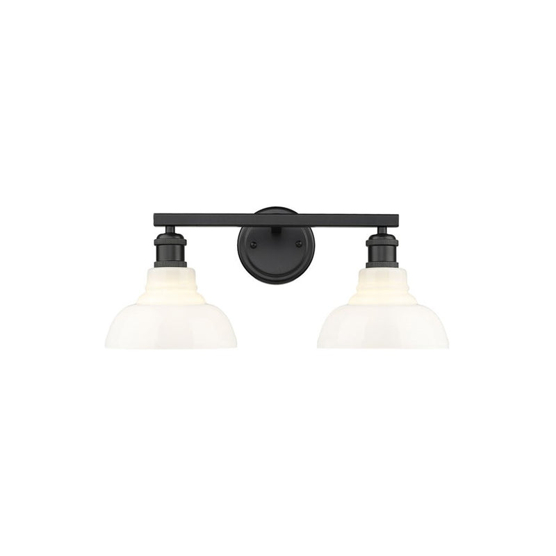 Golden Carver 2-Lt Vanity Lt, Matte Black/Vintage Milk Glass