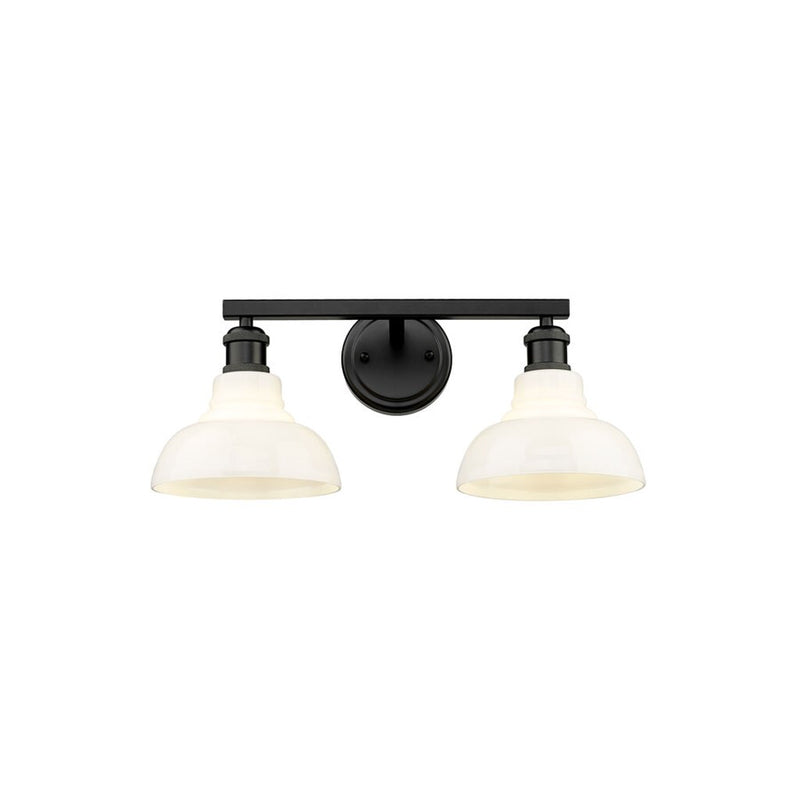 Golden Carver 2-Lt Vanity Lt, Matte Black/Vintage Milk Glass