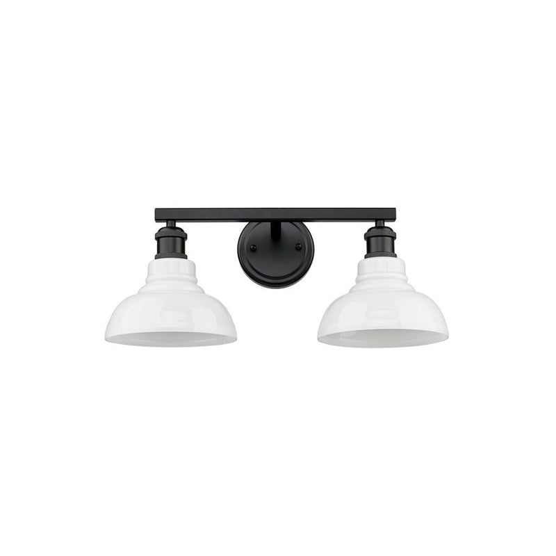 Golden Carver 2-Lt Vanity Lt, Matte Black/Vintage Milk Glass