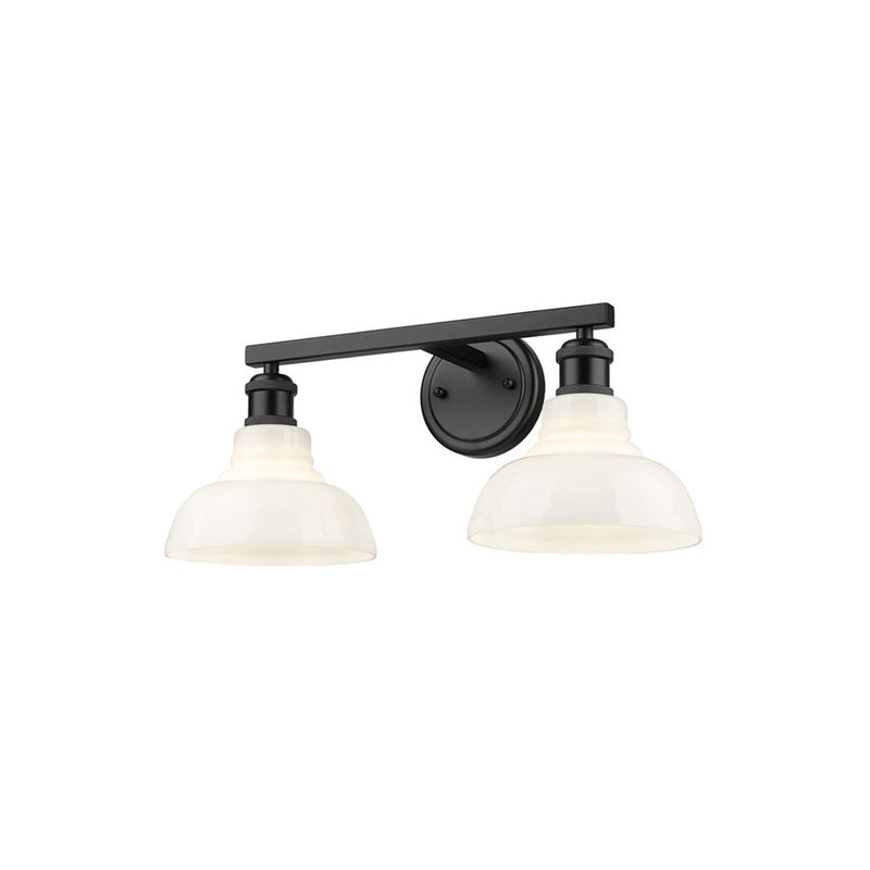Golden Carver 2-Lt Vanity Lt, Matte Black/Vintage Milk Glass