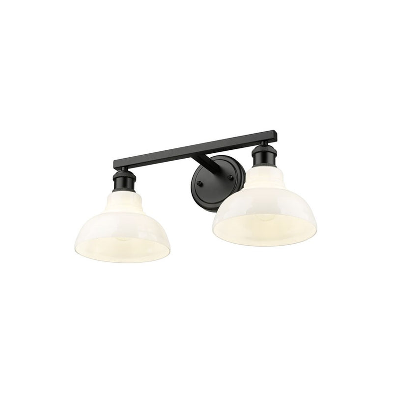 Golden Carver 2-Lt Vanity Lt, Matte Black/Vintage Milk Glass