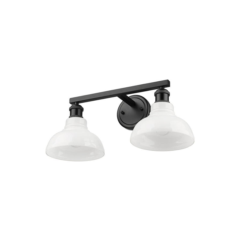 Golden Carver 2-Lt Vanity Lt, Matte Black/Vintage Milk Glass
