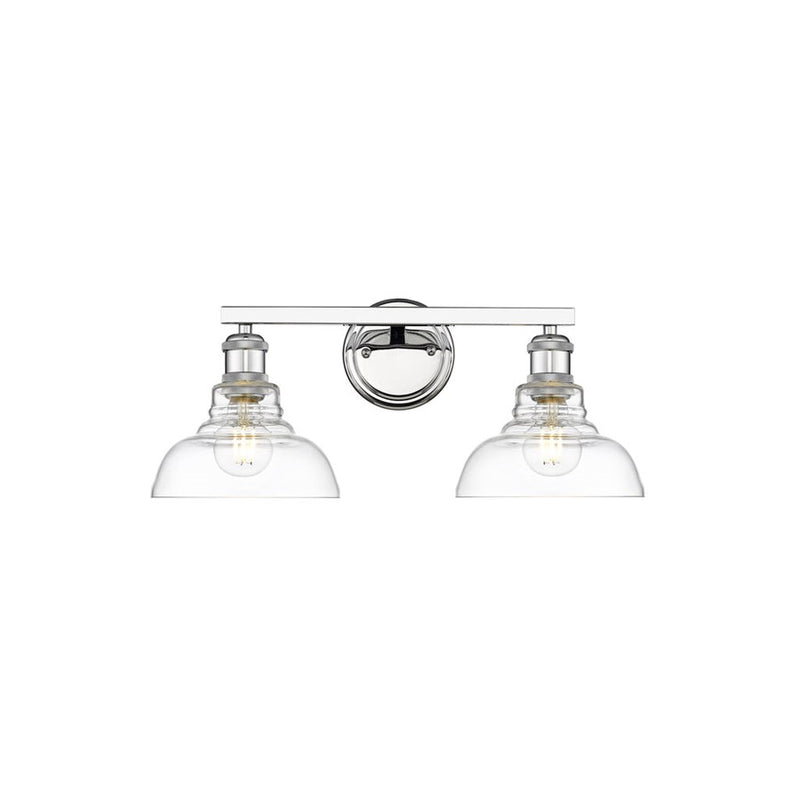 Golden Lighting Carver 2-Light Vanity Light, Chrome/Clear Glass