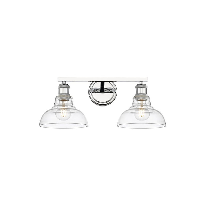 Golden Lighting Carver 2-Light Vanity Light, Chrome/Clear Glass